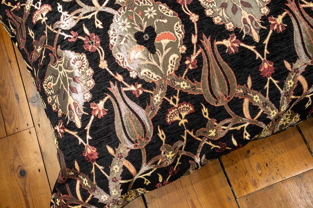 Large Black Ottoman Turkish Tulip Floor Cushion Cover 69x100cm